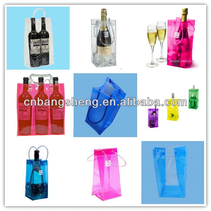 中国2014年エコ- フレンドリーな防水プラスチックハンドル付きワインのアイスバッグ問屋・仕入れ・卸・卸売り
