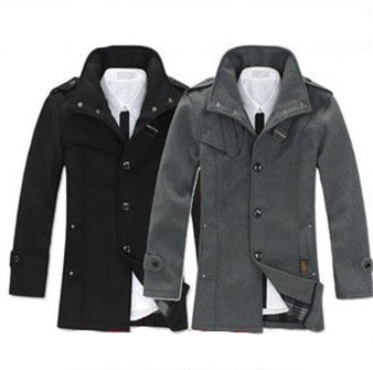 Wholesale-Men&39s Wool Coat Overcoat Double-breasted Trench Coat