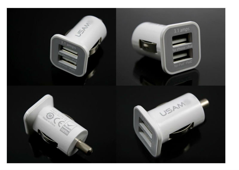 Multi-color 3.1A Dual USB Car Charger for iPhone/iPad