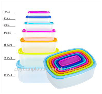 カラフルなプラスチック製の食品安全14個蓋食品容器セット問屋・仕入れ・卸・卸売り