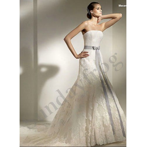 Freeshipping Best Selling Custom Made Strapless Lace ALine Gown Butterfly 
