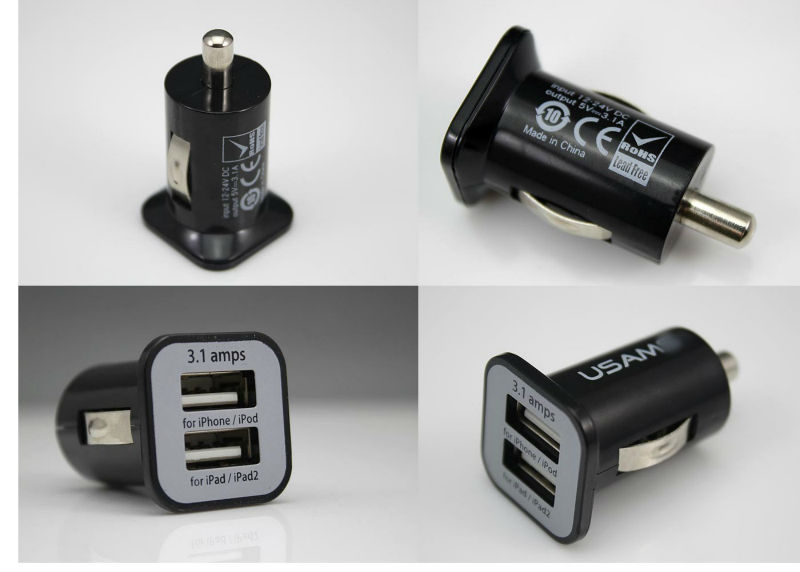 Multi-color 3.1A Dual USB Car Charger for iPhone/iPad