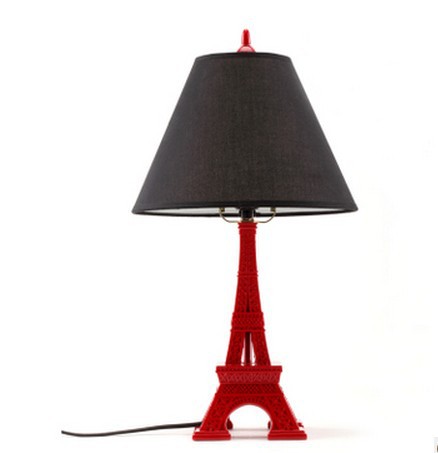 2018 110v 220v E27 40w Europe Style Quality Red Eiffel Tower Fabric Said The Name 1001 Fashion Table Lamp