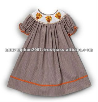 Smocked turkey bishop dress