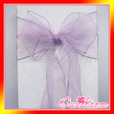  Lilac Light Purple 7x108 Organza Chair Sash Bow Wedding Party Supply