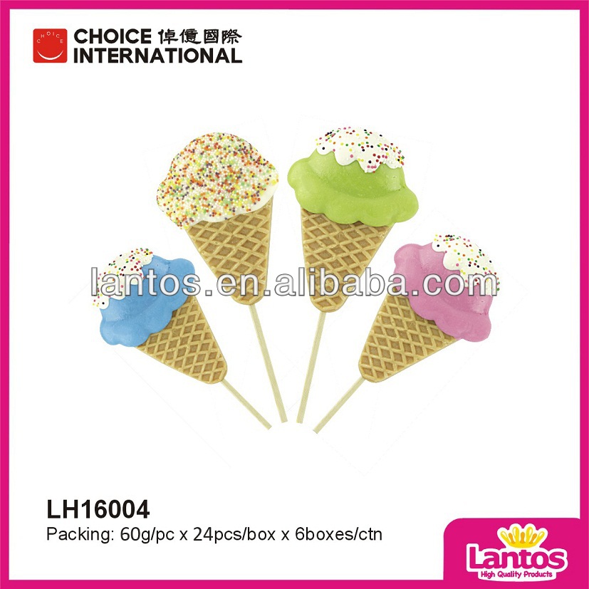 LANTOS BRAND 60G ICE CREAM SHAPE HARD COLORFUL LOLLIPOP CANDY