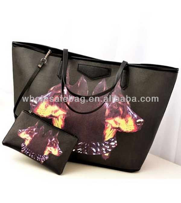 新しいデザイナーの2014年クラウン王室スタイルpuレザートートバッグ女性のための印刷されたハンドバッグの女性の少女問屋・仕入れ・卸・卸売り