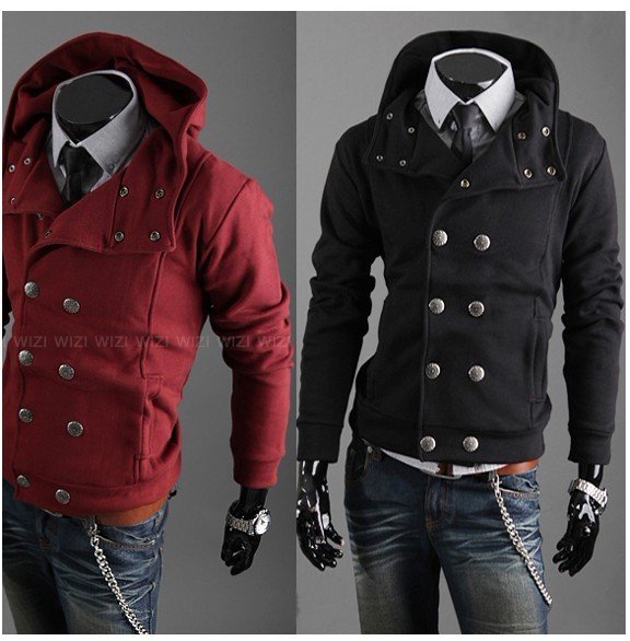 men\'s jacket Hoodie mens fashion top double-breasted cardigan hooded sweater Slim Luxury Stylish Patched 