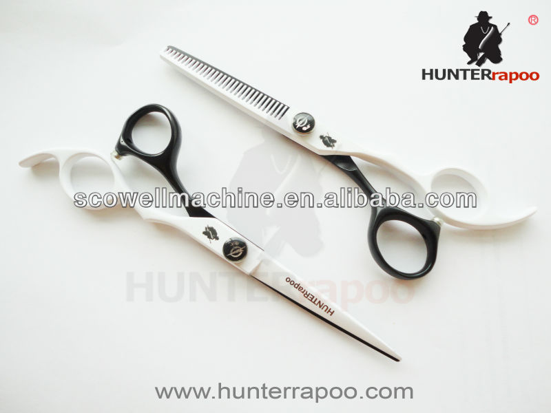 6.0「 黒・白の色の美しさのヘアカットはさみははさみを薄くするセット1razor+1pcかばんを持って、 理髪はさみ問屋・仕入れ・卸・卸売り