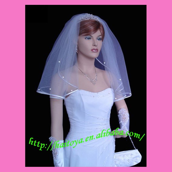 Satin Ribbon 1tier Wedding Veil 9101Sw