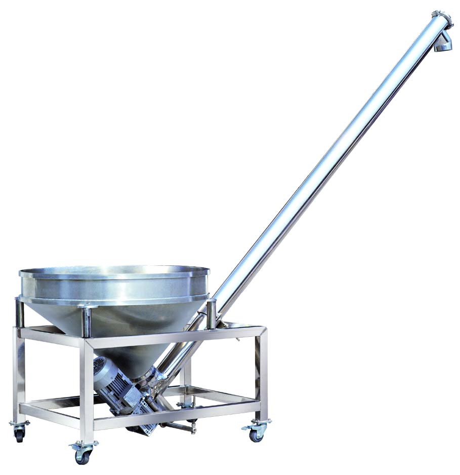 Cocoa powder processing conveyor system