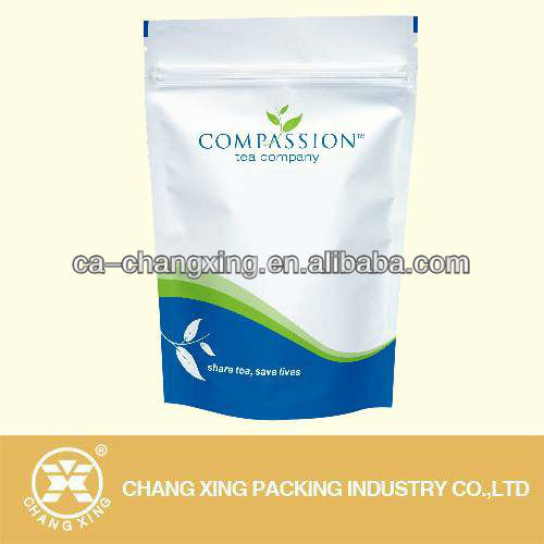 Plastic eco friendly kraft paper tea bags with resealable zipper