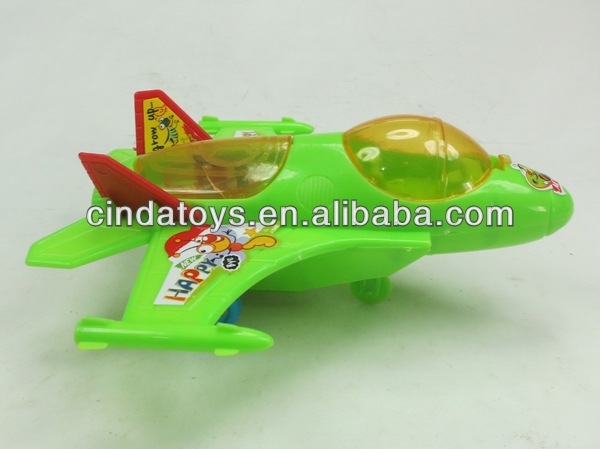 Cheap pull string plane with light plastic candy toys gift