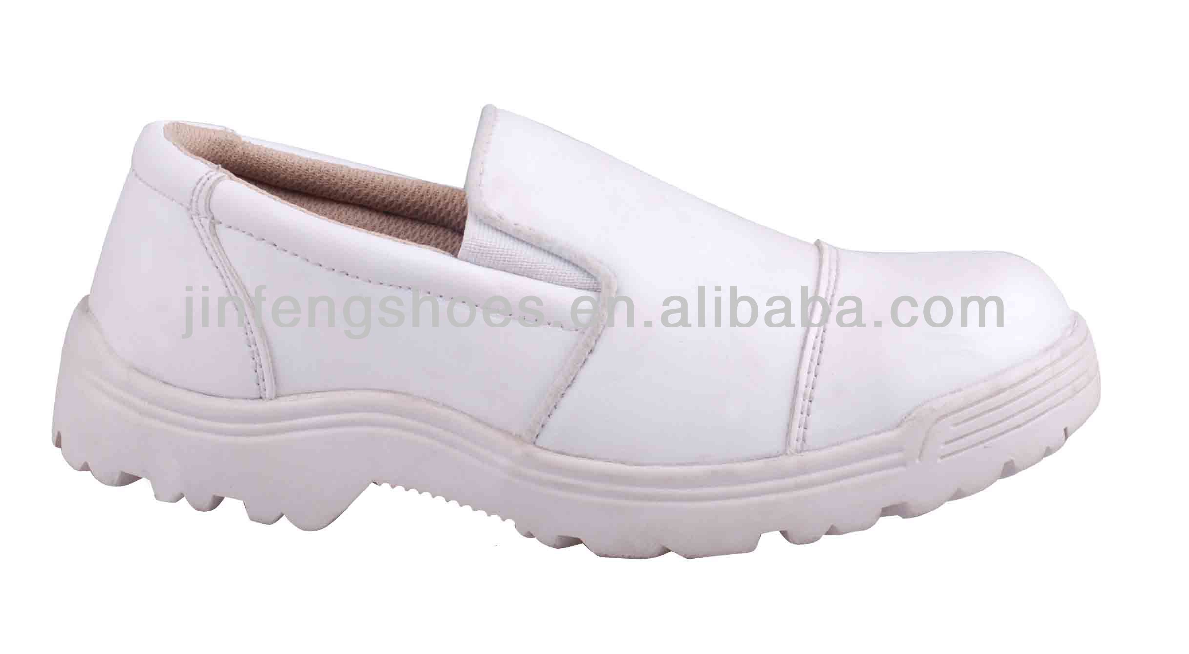 Wit lederen olie en anti slip veiligheidsschoenen stalen neus ...