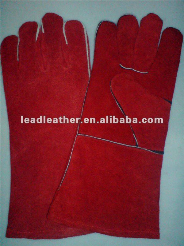赤いロング革溶接手袋男性は特に韓国向けの問屋・仕入れ・卸・卸売り