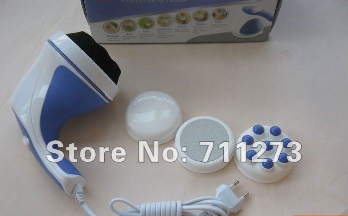 Free shiping 20pcs 3 head Magic Wand Body Massager Massage,Handheld relax spin tone1786 US Plug 100-120V 2574 220-250V(EU Plug