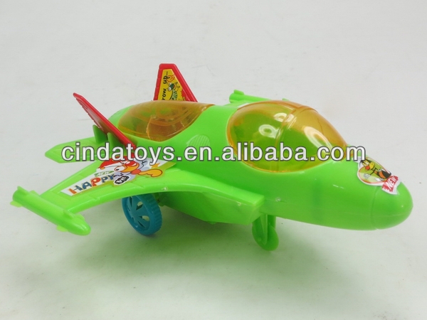 Cheap pull string plane with light plastic candy toys gift