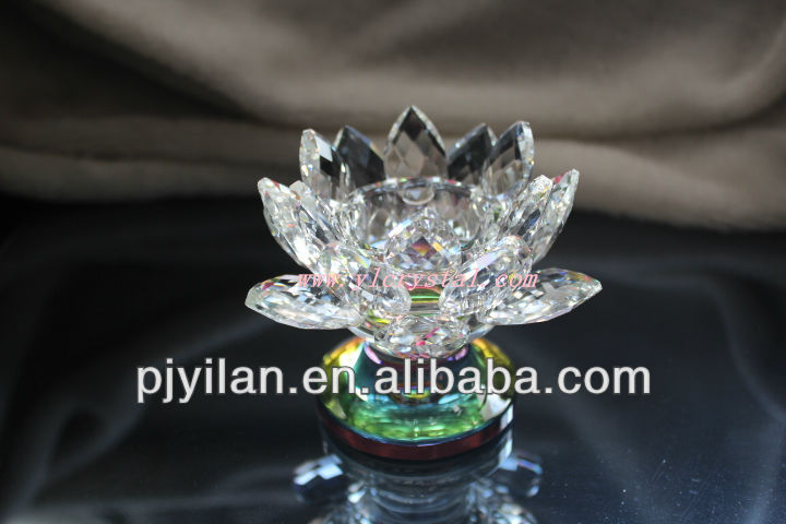 美しいピンク水晶蓮candleholde回転式クリスタルガラス水晶蓮の花問屋・仕入れ・卸・卸売り