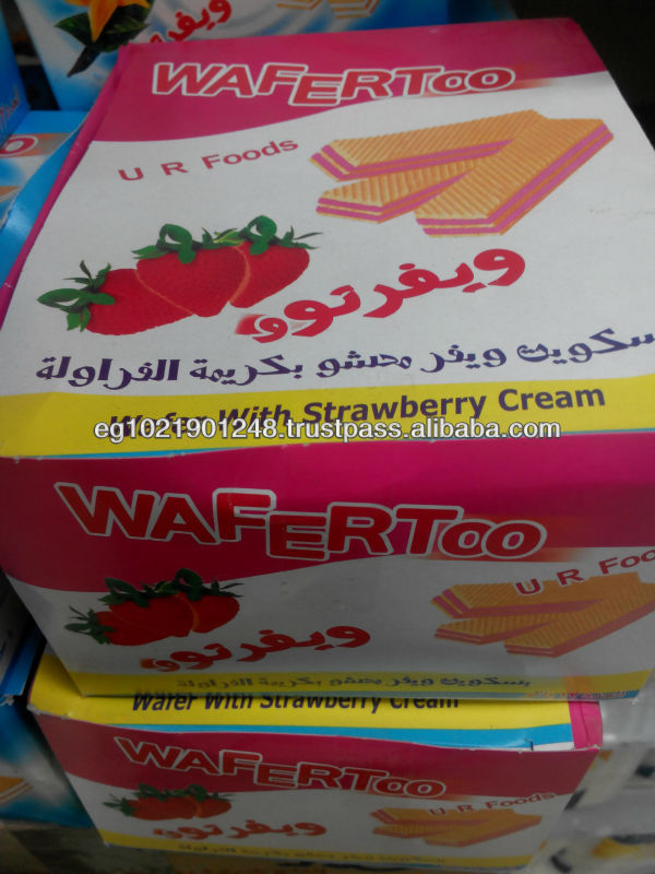 Wafer biscuits , in Chocolate , Vanilla , Strawberry