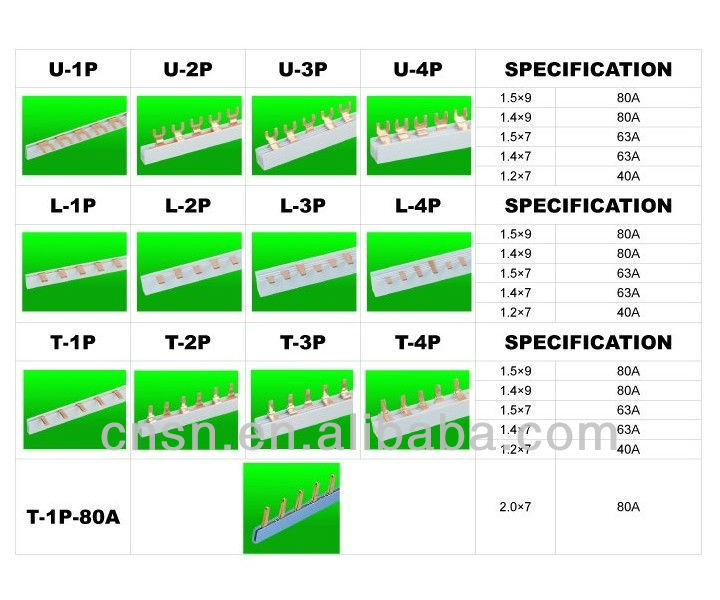Uのタイプmcbの銅の母線(U-1P-63A)仕入れ・メーカー・工場