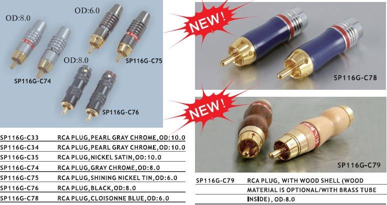 日の出RCAのプラグ(金、銀およびニッケルめっきされる、ナイロンPA66)仕入れ・メーカー・工場