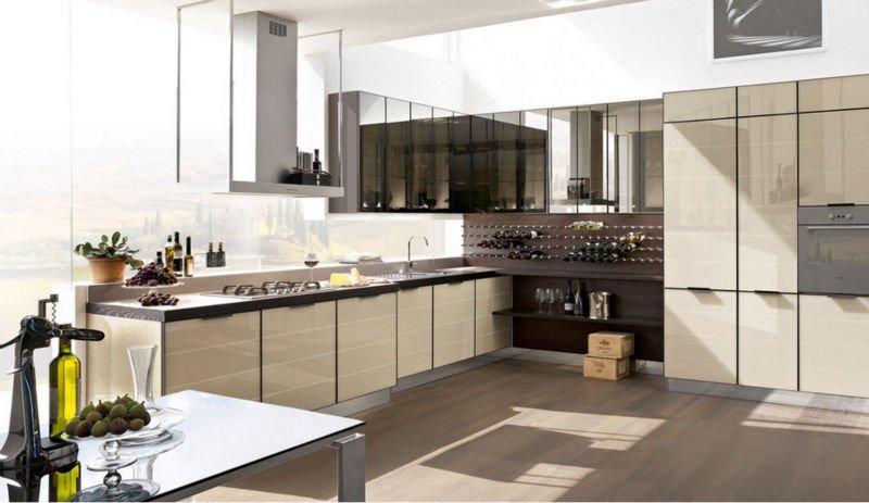 Estilo moderno de alto brillo lacado mueble cocina puerta de ...
