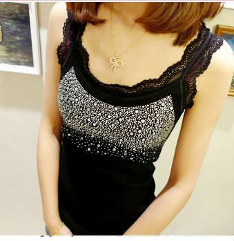 Женский топ 2012 New Hot Ladies lace beaded Cotton Tank Tops Vest T-shirt 5colors dropshipping 8920 Женский топ 2012 New Hot Ladies lace beaded Cotton Tank Tops Vest T-shirt 5colors dropshipping 8920