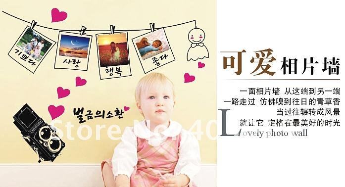 AY942B Korean Photo Wall Sticker 95x41cm Removable PVC Window Cling Photo Frame Room Paper Decor Mixable 6% off total if 2lots