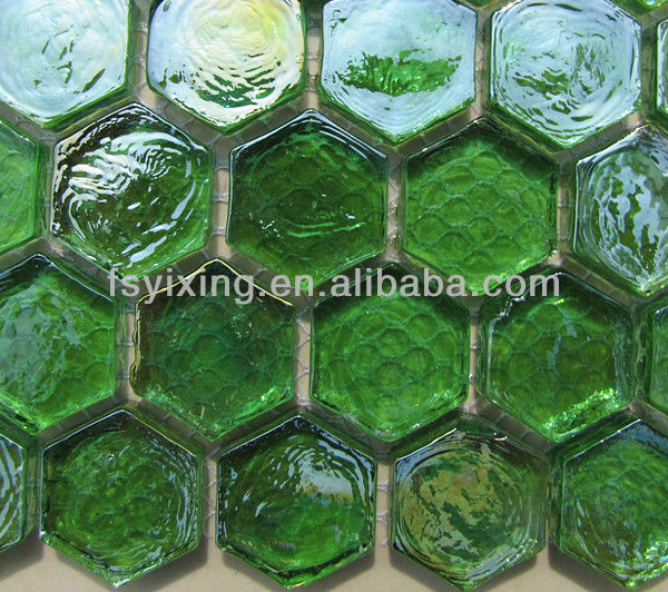 Mh05 Green Hexagon Glass Mosaic Wall Floor Tile Buy Hexagon Glass