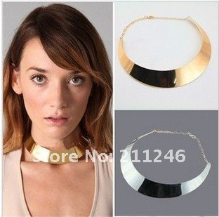 2012 New arrival fashion Jewelry Hot sale Wholesale Europe Street simple shape metal punk Choker Necklace Only gold, no silver