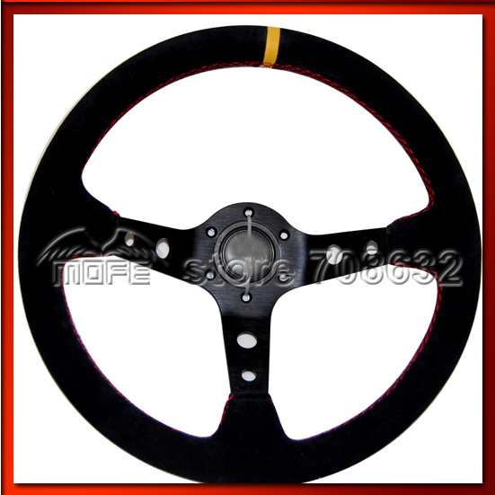 MOFE Racing SPECIAL OFFER 350mm Deep Corn Suede Steering Wheel + Horn Button 1