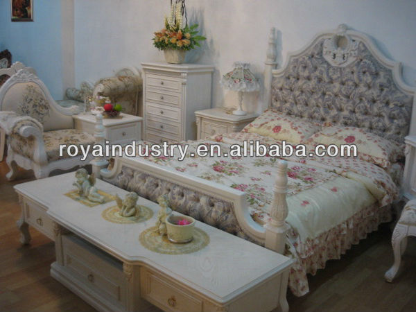 ヨーロピアンスタイルの固体木彫り( レザーベッド) アンティークホテルの寝室の家具問屋・仕入れ・卸・卸売り