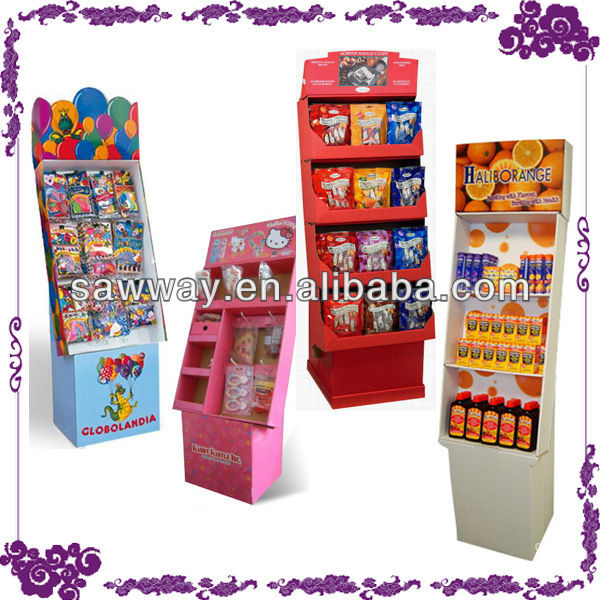 chewing gum display shelf,POP paper display shelf,recyclable corrugated paper display stand