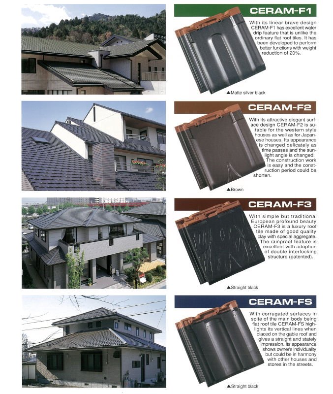 非常に耐久性と非常に長い- 持続的な日本の屋根瓦( セラムffストレートブラックカラー)問屋・仕入れ・卸・卸売り