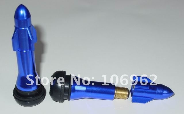 Wholesale - 10,000 pcs/lot blue aluminium rocket bike tire valve cap threads 5CV alloy bicycle tire valve cover