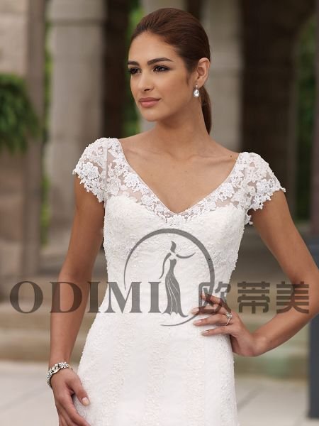Aline Short Sleeve Lace Bridal Wedding Dress products buy Aline Short 