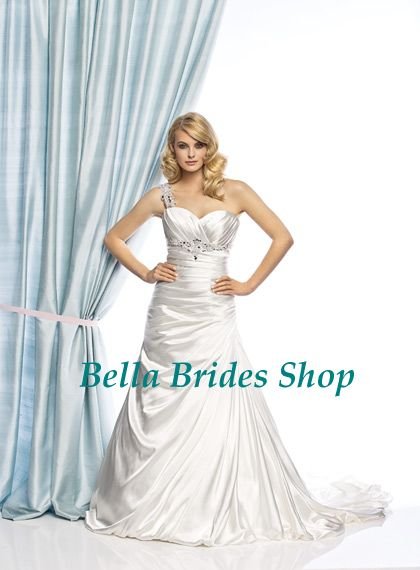 2011 Latest Design Best Price OneShoulder Beaded Latex Wedding Dress