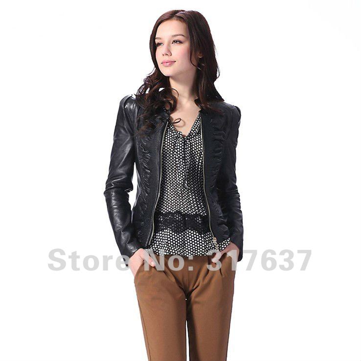 Free Shipping Via EMS 2012 New Arrival Female 100% Geniune Lambskin Leather Short Jacket#11145 Free Shipping Via EMS 2012 New Arrival Female 100% Geniune Lambskin Leather Short Jacket#11145