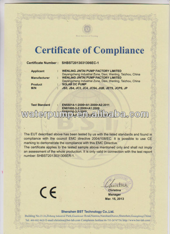 CE solar pump all