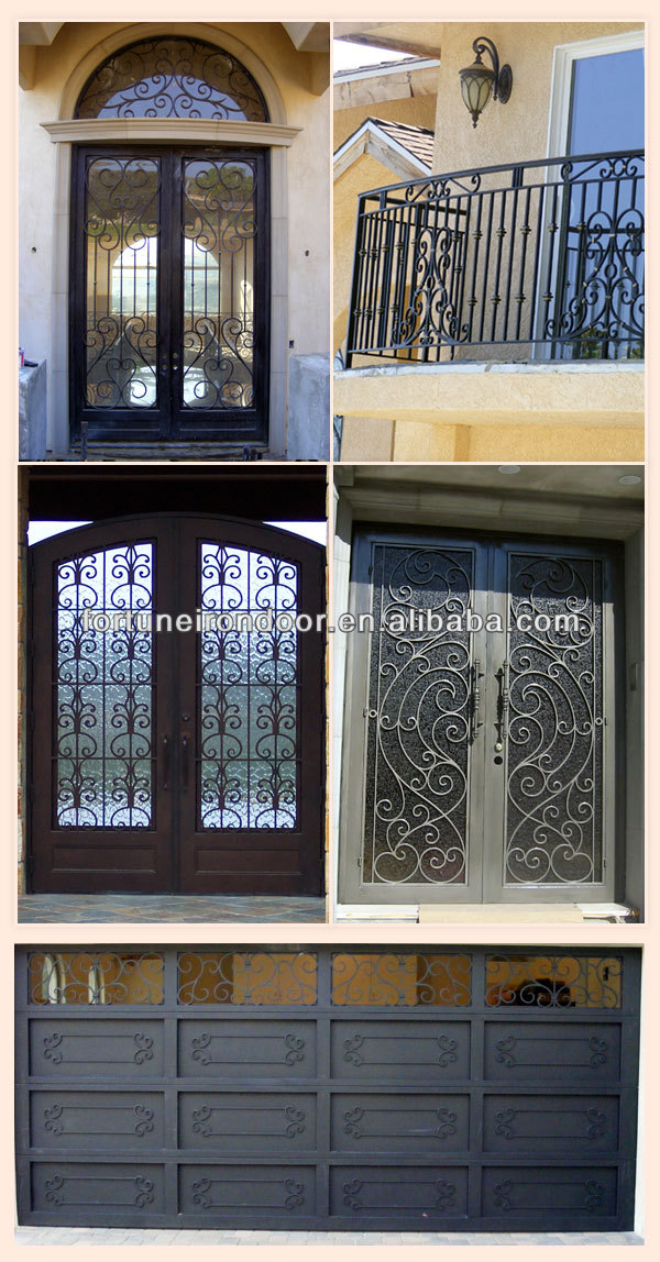 Wrought Iron Luxury Security Door Sliding Door Internal Solid Wood