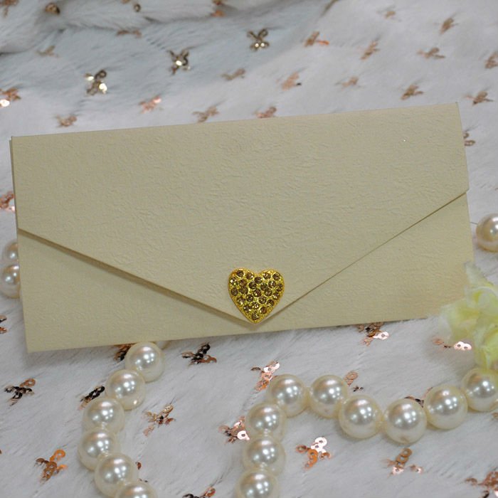 Classical Elegant Purse Shape Wedding Ceremony Card With Shinning Heart 