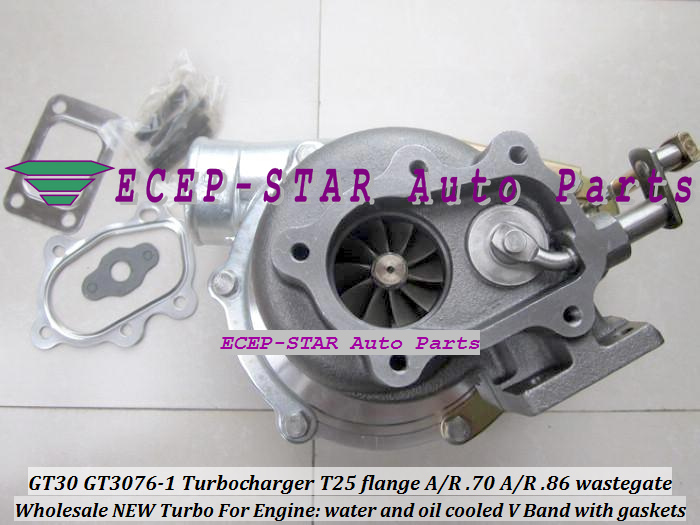 GT30 GT3076-1 Turbo Turbocharger T25 flange AR .70 AR .86 wastegate water and oil cooled V Band with gasket