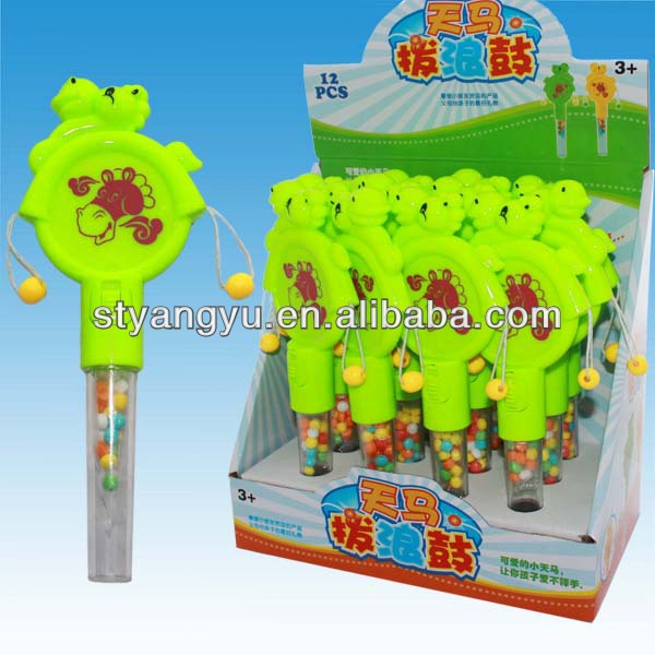 2014 NEW Plastic rattle-drum toy with candy candy toy