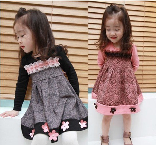 free shipping 5pcs lot girl baby infant party long sleeve dressbaby wedding