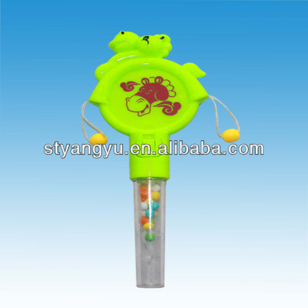 2014 NEW Plastic rattle-drum toy with candy candy toy
