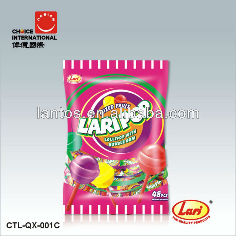 LARI BRAND LOLLIPOP WITH BUBBLE GUM