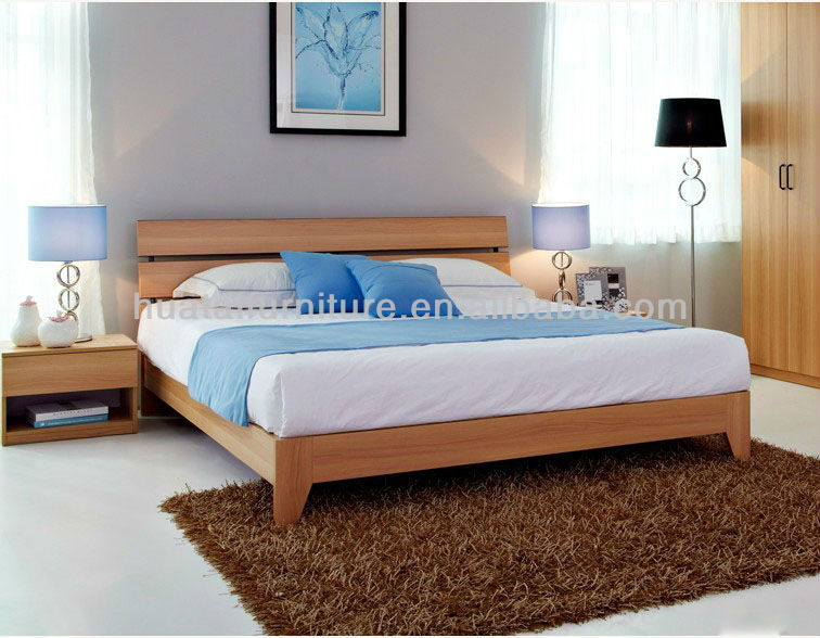 安いmdfダブルベッド、 シンプルなパネルキングサイズベッドホテルの家具のための仕入れ・メーカー・工場