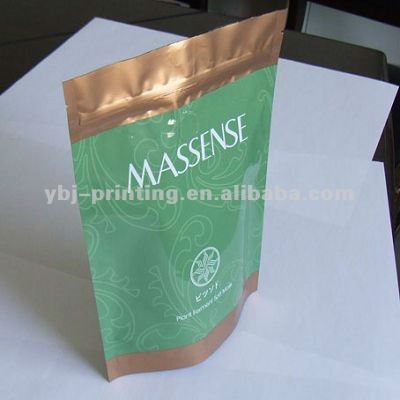 stand up foil empty tea bag with zipper