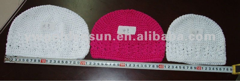 赤ん坊、女の子および大人(82016)のための白い花が付いているかぎ針編みのKufiのピンクの帽子問屋・仕入れ・卸・卸売り