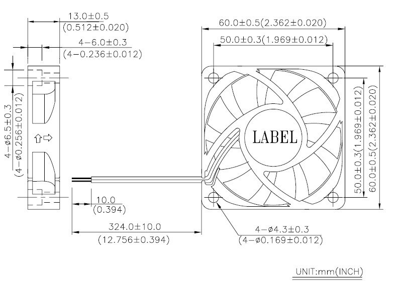 Delta AFB0612VHC 60mm DC12V 0.36A Cooling Fan SIZE.jpg